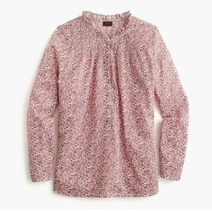 J.Crew Ruffled Cotton Popover Shirt-Liberty Print